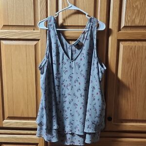 Lane Bryant Floral Light Weight Tank Top - Gray and Pink